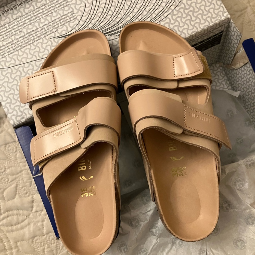 NWT! Birkenstock Sandals Uji Nubuck Leather. New Beige - Picture 3 of 6